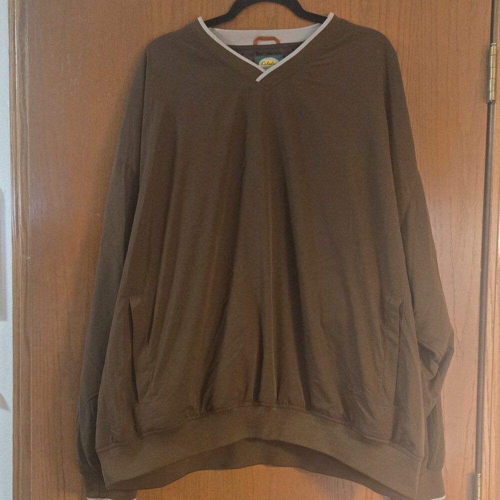Cabelas Pullover/Jacket Mens Size 3XL Windcrest v Neck Brown 100% Polyes…